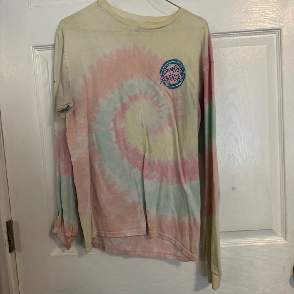 Simply Southern Women's Spiral Tie-Dye Long Sleeve Tee Size Medium